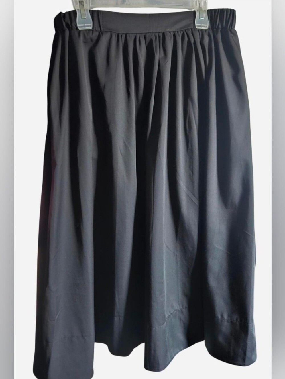XL Black Pleated Midi Skirt Flowy High Waisted Whimsigoth Goth